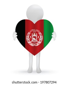 EPS Vector 10 - small 3d man holding an Afghanistan Flag