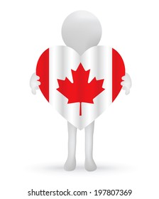 EPS Vector 10 - small 3d man holding a Canadian Flag