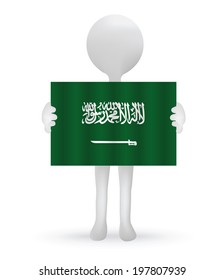 EPS Vector 10 - small 3d man holding a Saudi Arabian Flag