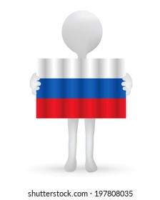 EPS Vector 10 - small 3d man holding a Russian Flag