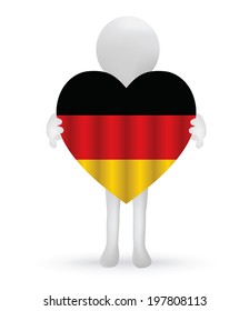 EPS Vector 10 - small 3d man holding a German Flag