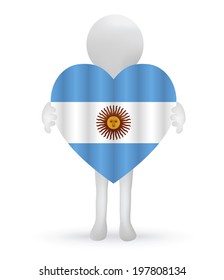 EPS Vector 10 - small 3d man holding a Argentinian Flag