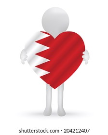 EPS Vector 10 - small 3d man holding a Bahrain Flag