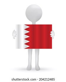 EPS Vector 10 - small 3d man holding a Bahrain Flag