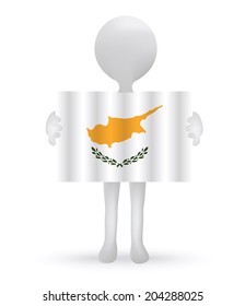 EPS Vector 10 - small 3d man holding a Cyprus Flag