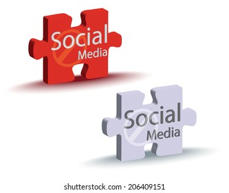 EPS Vector 10 - social media puzzle in gray color