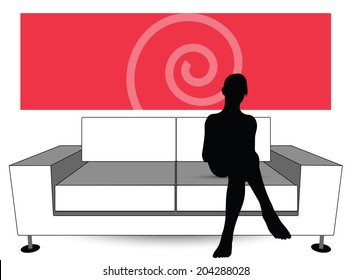 EPS Vector 10 - woman silhouette on sofa