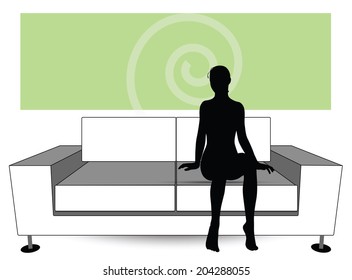 EPS Vector 10 - woman silhouette on sofa