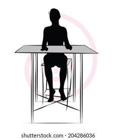 EPS Vector 10 - woman sitting at the table