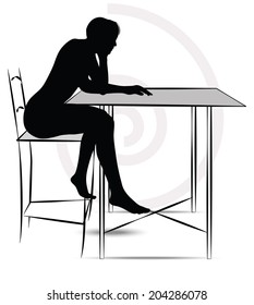 EPS Vector 10 - woman sitting at the table