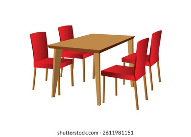 EPS vector clipart depicting a dining table with chairs, ideal for restaurant menus, home decor websites, or other design projects requiring a simple table and chair illustration.