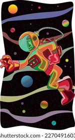 EPS Vector digital illustration of an astronaut in space