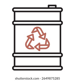 Icono de Vector EPS de barril de residuos, ideal para su uso en temas de eco, reciclaje y sostenibilidad.