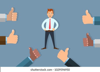 Hand Businessmanmany Hands Thumbs Feedback Man Stock Vector (Royalty ...