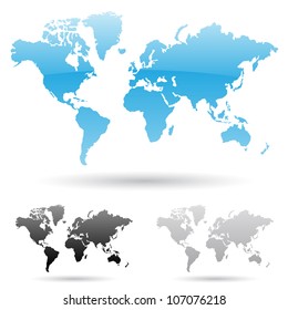 Eps Vector Illustration Of World Map In 3 Different Colors