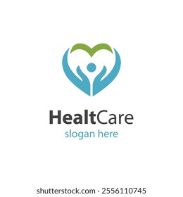 EPS Vector Logo Of Heart Care with people hope vector icon design for charity, health care, human fitness symbol element design