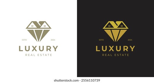 EPS Vector Logo Of Luxury Diamond House vector graphic For Premium real estate logo design vector symbol logo template