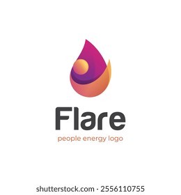 EPS Vector Logo Of People Energy fire simple gradient style for branding, burning power strong logo symbol