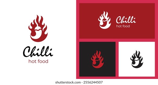 EPS Vector Logo Of Red Hot Chili vector logo icon design concept, Burning Spicy Pepper logo design template