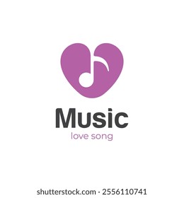 EPS Vector Logo Of Romantic melody and love song icon design graphic symbol for favorite song vector logo template