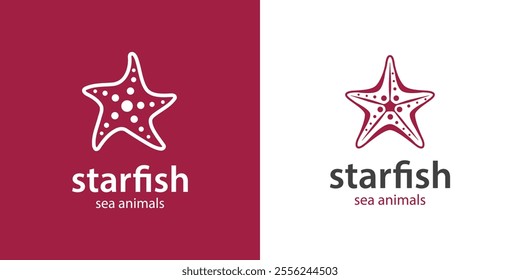 EPS Vector Logo Of starfish line abstract logo icon design with two version color and silhouette vector symbol