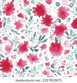 eps vector seamless pattern fashion print watercolor pink flowers background floral texture illustration botanical art ornament flora garden image colorful plant modern flora bloom beauty endless 