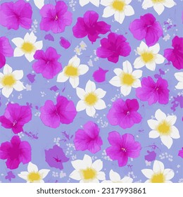 eps vector seamless pattern fashion print purple flowers background floral texture illustration botanical art ornament flora garden image colorful plant modern flora bloom beauty endless repeating