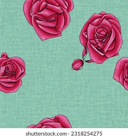 eps vector seamless pattern fashion print pink roses background floral texture illustration botanical art ornament flora garden image colorful plant modern flora bloom beauty endless repeating