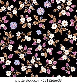 eps vector seamless pattern fashion print flowers black background floral texture illustration botanical art ornament flora garden image colorful plant modern flora bloom beauty endless repeating