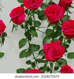 eps vector seamless pattern fashion print realistic roses background floral texture illustration botanical art ornament flora garden image colorful plant modern flora bloom beauty endless repeating