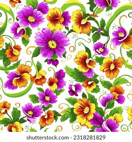 eps vector seamless pattern fashion print colorful floral background floral texture illustration botanical art ornament flora garden image colorful plant modern flora bloom beauty endless repeating