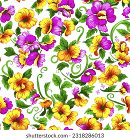 eps vector seamless pattern fashion print colorful flowers background floral texture illustration botanical art ornament flora garden image colorful plant modern flora bloom beauty endless repeating