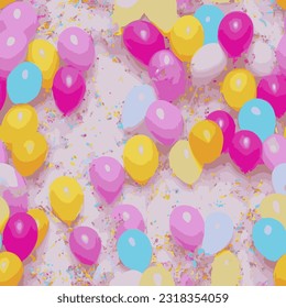 eps vector seamless pattern fashion print yellow pink blue abstract balloons background texture decorative illustration geometric art colorful modern pattern texture beauty wave endless repeating