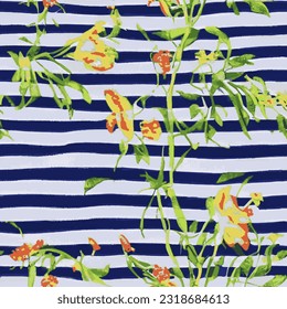 eps vector seamless pattern fashion print flowers striped background floral texture illustration botanical art ornament flora garden image colorful plant modern flora bloom beauty endless repeat