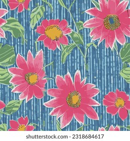 vectorial sin fisuras moda impresión flores rosadas fondo estriado textura floral ilustración arte botánico ornamento flora jardín imagen planta colorida flora moderna belleza inacabable repetición