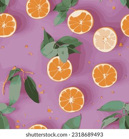 eps vector seamless pattern fashion print colorful orange background citrus texture illustration botanical art ornament vegan image colorful delicious modern fruit bloom beauty endless repeat