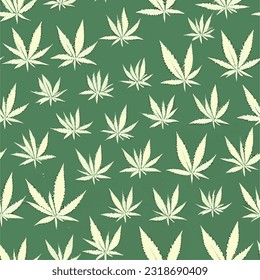 eps vectorial sin fisuras estampado 7 hojas textura marihuana ilustración arte botánico ornamento flora jardín imagen planta colorida flora moderna belleza inagotable repetición
