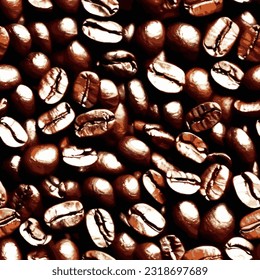 eps vector patrón sin costura impresión café frijoles fondo textura tostada ilustración marrón ornamento imagen linda colorida semilla fruta moderna bebida belleza inagotable repetir