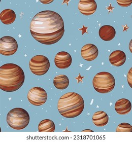 eps vector patrón sin fisuras planetas de impresión fondo espacio textura ilustración astronomía arte ornamento imagen linda colorida semilla galaxia moderna belleza interminable repetición