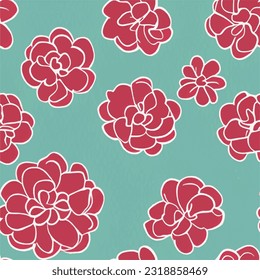 Per Vektorgrafik nahtlose Muster Modedruck Retro rorot Blumen Hintergrund florale Textur Illustration botanische Kunst Ornament Flora Garten Bild bunte Pflanzen moderne Flora Blüte Schönheit endlose Wiederholung