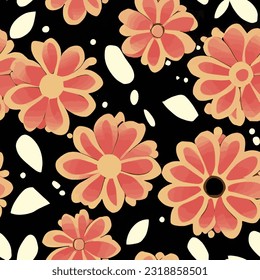 eps vector seamless pattern fashion print orange flowers background floral texture illustration botanical art ornament flora garden image colorful plant modern flora bloom beauty endless repeat