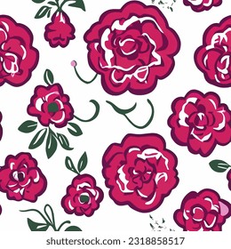 eps vector seamless pattern fashion print pink sketch flowers background floral texture illustration botanical art ornament flora garden image colorful plant modern flora bloom beauty endless repeat