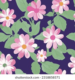 eps vector seamless pattern fashion print pink red flowers background floral texture illustration botanical art ornament flora garden image colorful plant modern flora bloom beauty endless repeat