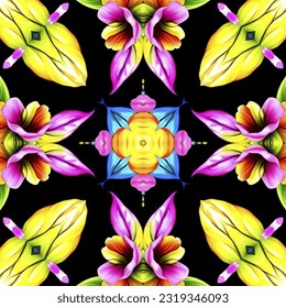 eps vector seamless pattern fashion print colorful background floral texture illustration botanical art ornament mandala image ethnic modern flora tribal beauty endless ethnic repeating