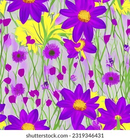 eps vectorial sin fisuras moda impresión flores amarillas rosadas fondo textura floral ilustración arte botánico ornamento flora jardín imagen planta colorida flora moderna belleza inacabable repetición
