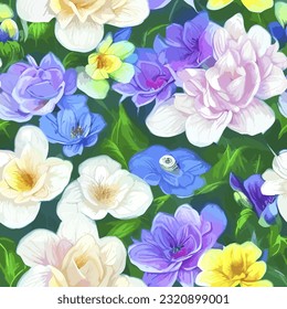 eps vector seamless pattern fashion print flowers background floral texture illustration botanical art ornament flora garden image colorful plant modern flora bloom beauty endless repeat