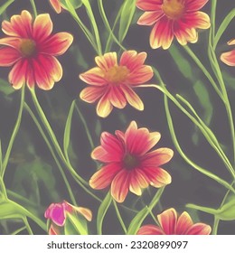 eps vector seamless pattern fashion print flowers background floral texture illustration botanical art ornament flora garden image colorful plant modern flora bloom beauty endless repeat