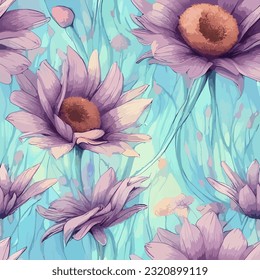 Für Vektor nahtlose Muster Modedruckblumen Hintergrund florale Textur Illustration botanische Kunst Ornament Flora Garten Bild bunte Pflanzen moderne Flora Blüte Schönheit endlose Wiederholung