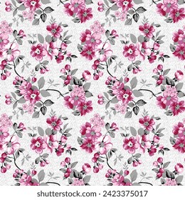 EPS Vector Seamless Pattern Fashion Print Pink Bloom Rose Flower Background Floral Texture Illustration Botanical Art Ornament Flora Garden Image Colorful Plant Modern Flora Bloom Beauty Endless