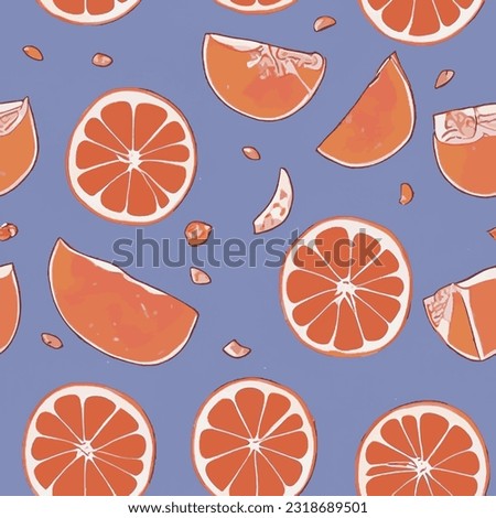 eps vector seamless pattern fashion print colorful orange background citrus texture illustration botanical art ornament vegan image colorful delicious modern fruit bloom beauty endless repeat